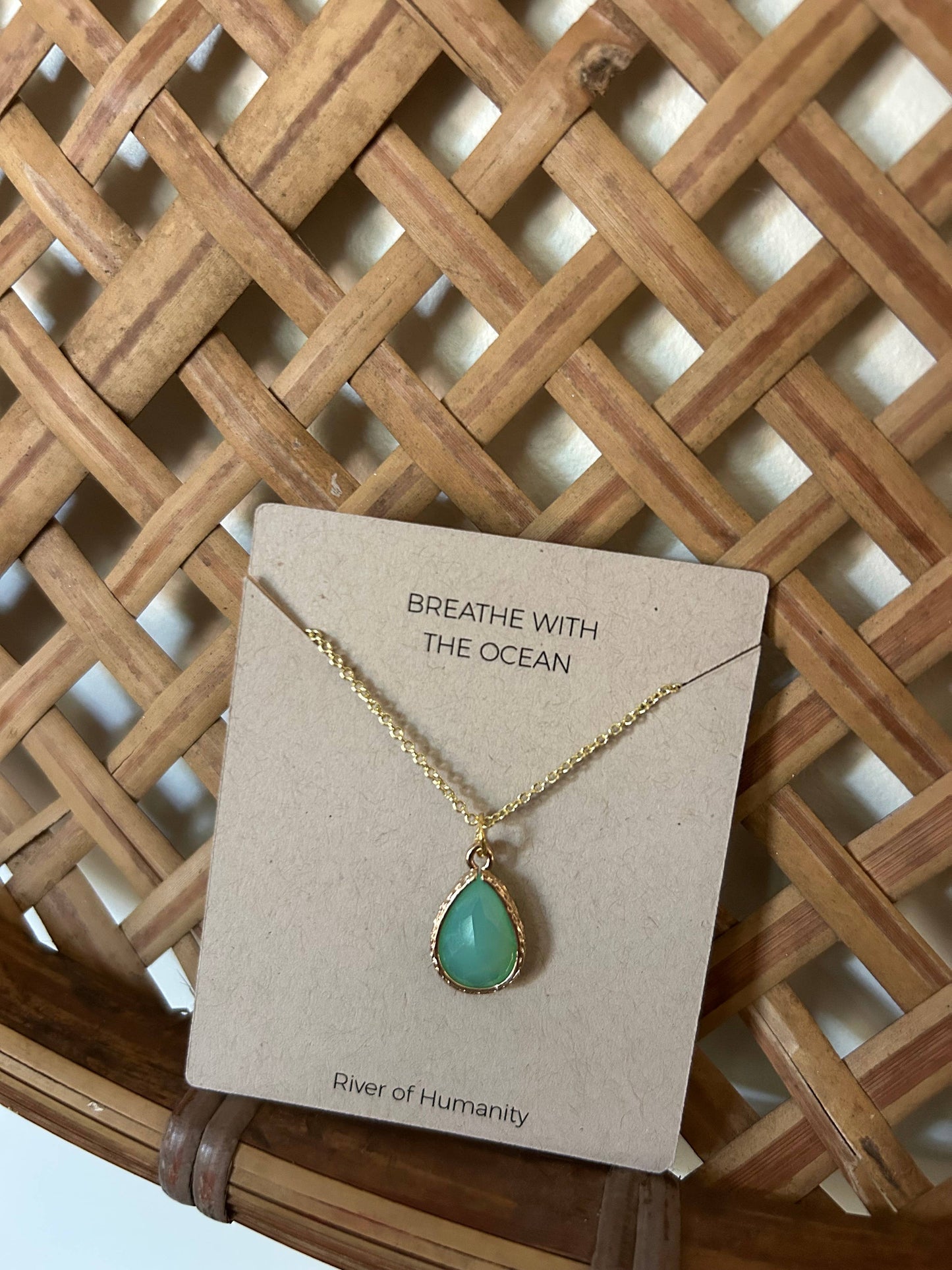 Green Opal Teardrop Necklace