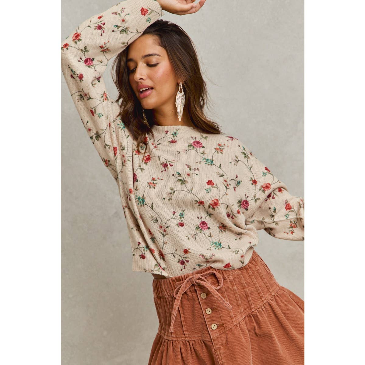 Blossoming Vine Knit Sweater