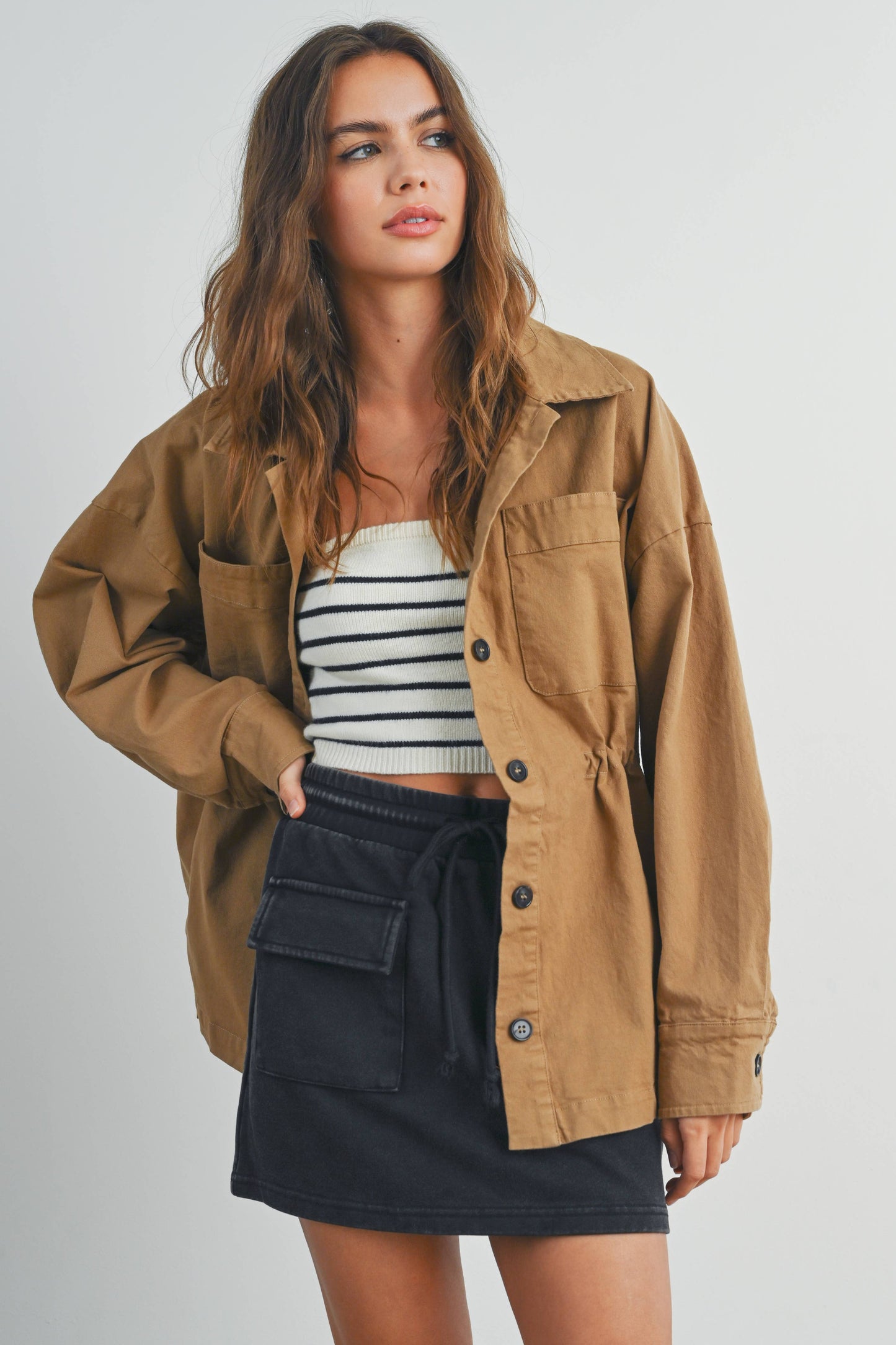 Fall Adjustable Waist Cotton Jacket