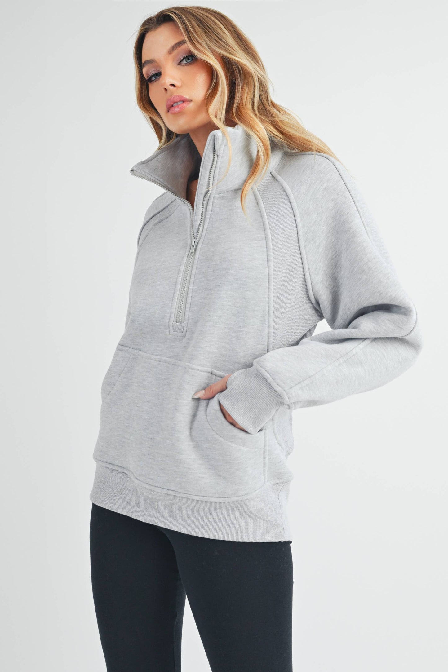 Long Dove Funnel Neck Half Zip