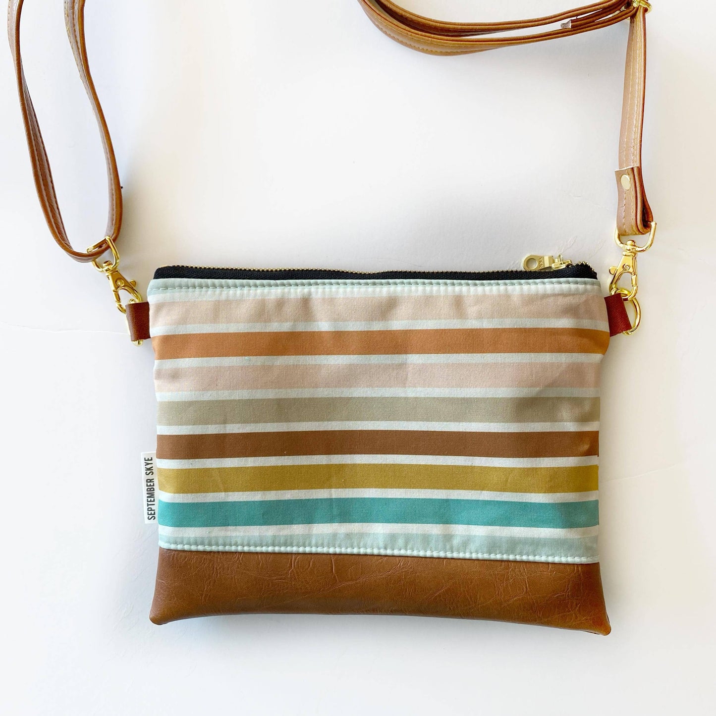 Small crossbody boho rainbow stripe