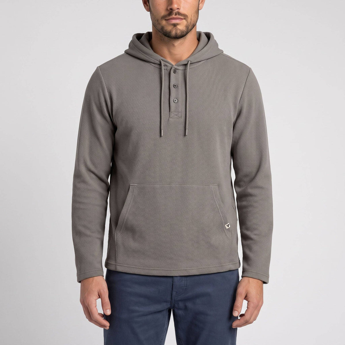 Men's Lichen Stretch Flannel Hooded Henley