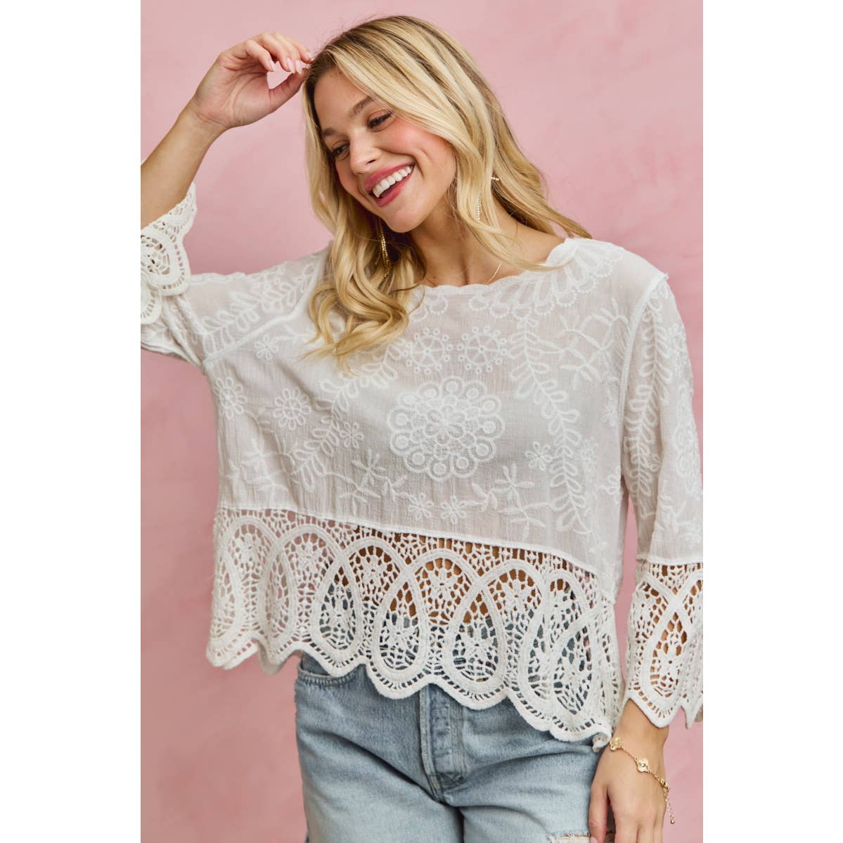 Embroidered Crotchet Boho Top
