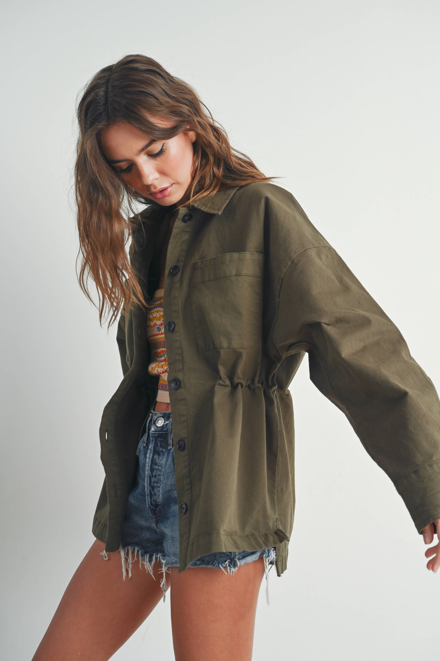 Fall Adjustable Waist Cotton Jacket