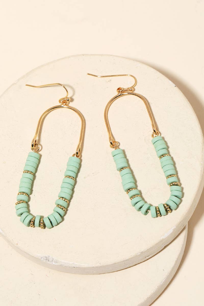 Beaded Oval Arch Cutout Drop Earrings