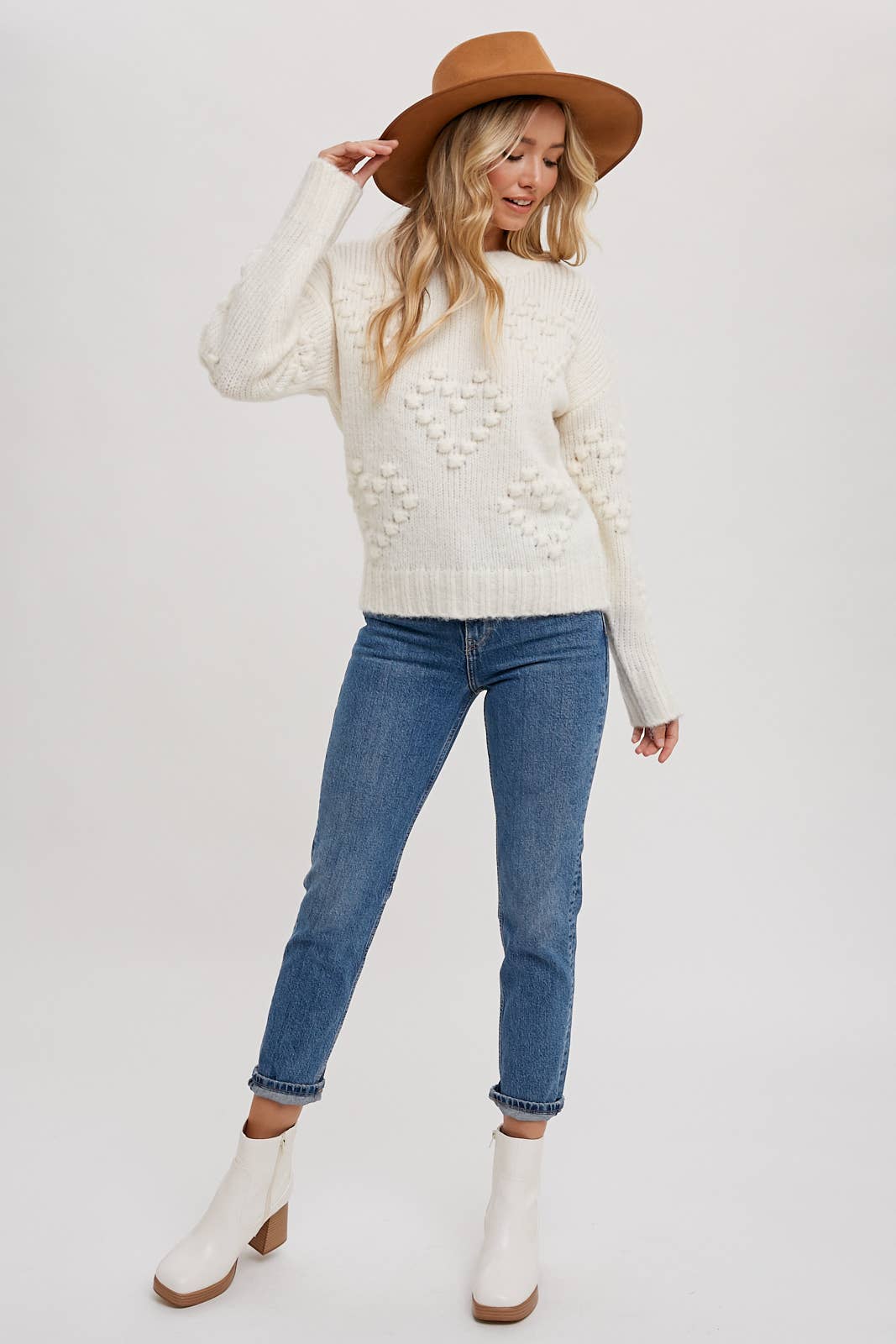 Heart Pom Pom Sweater