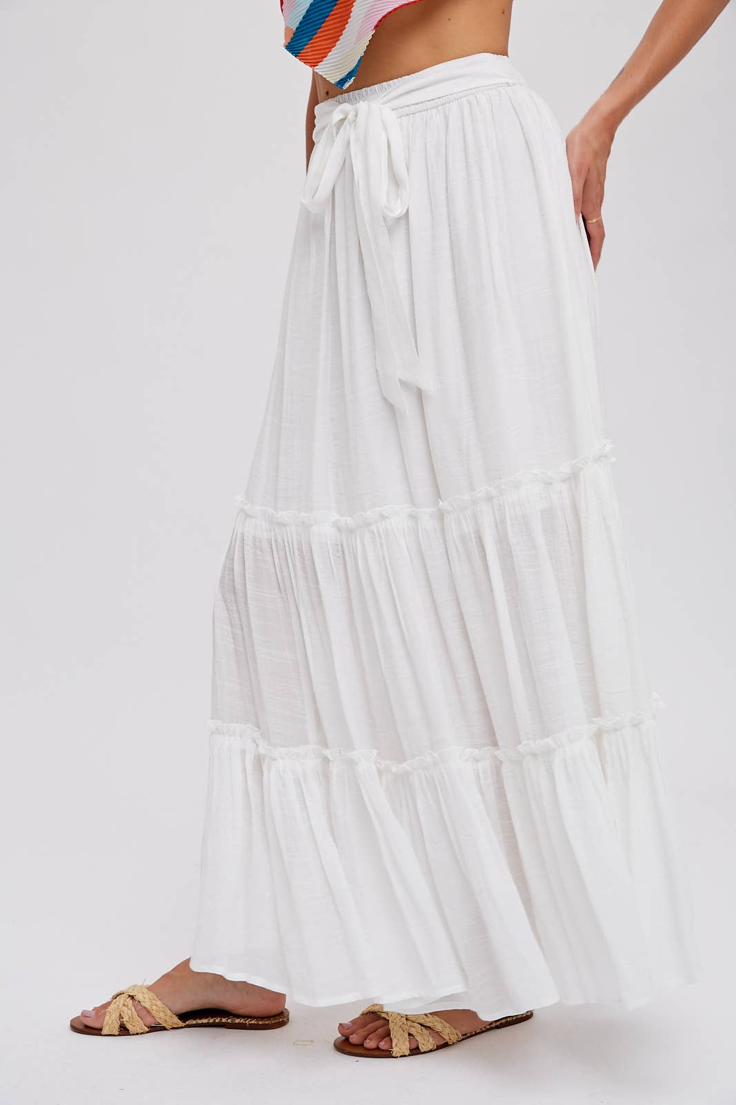 Tiered Ruffle Flowy Maxi Skirt