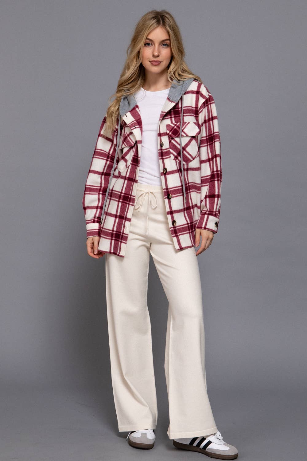 Plaid Hoodie Fleece Jacket