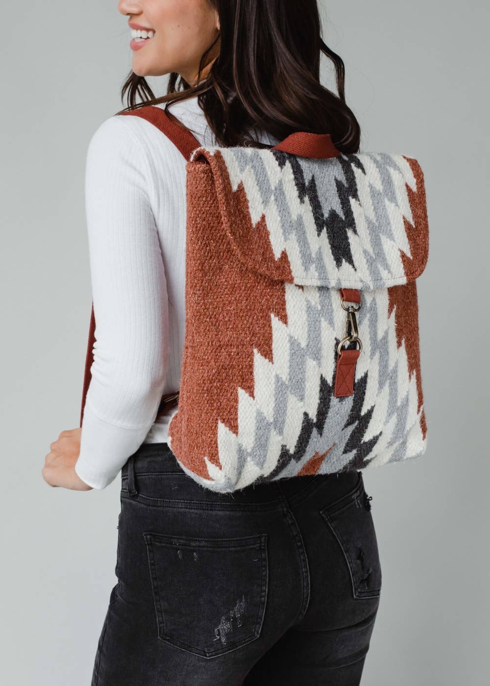 Rust, Cream & Gray Aztec Backpack