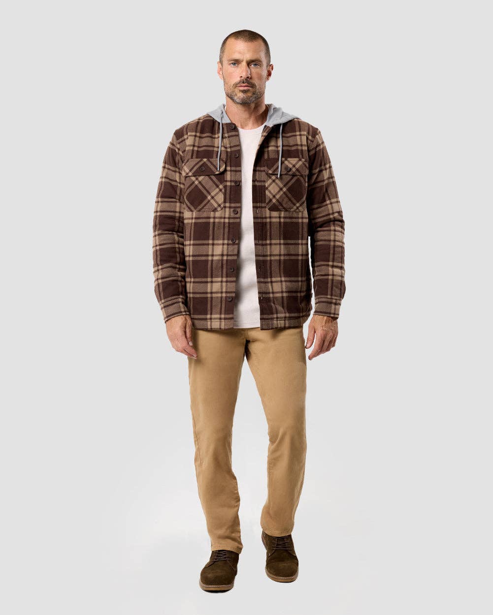 Men's Hooded Flannel Zip-Up Shirt Jacket