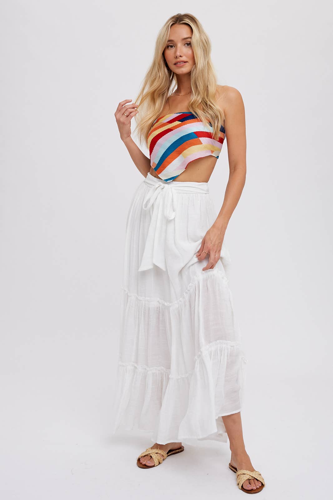 Tiered Ruffle Flowy Maxi Skirt