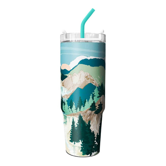 30oz Cup with Straw - Mountain & Tree Design