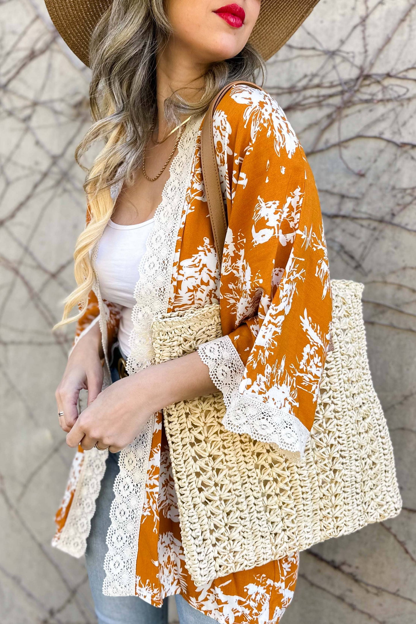 Copper Floral Kimono