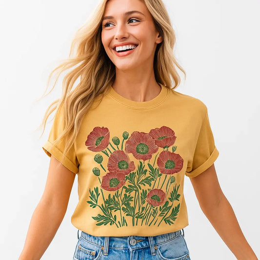 Floral Poppies Graphic T-Shirt