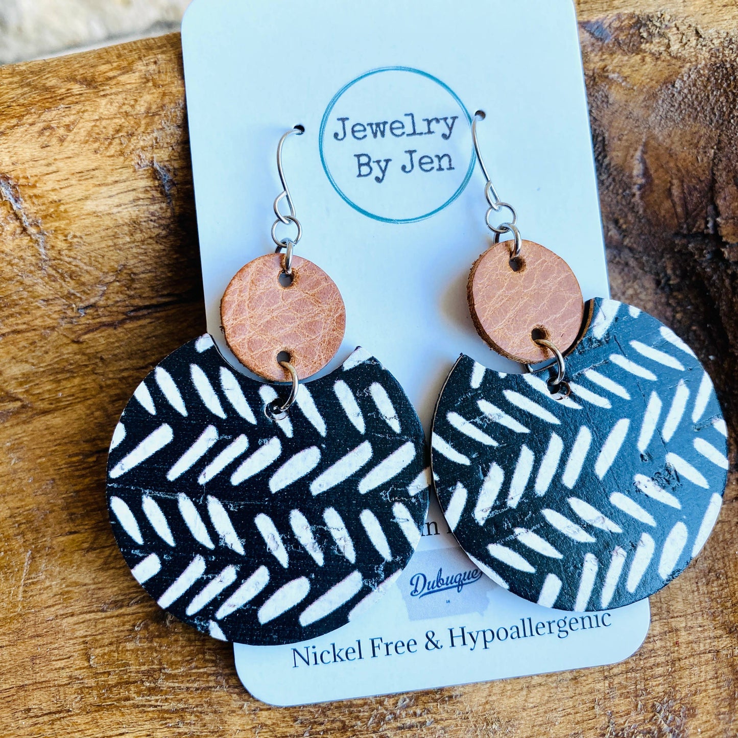 Luna Earrings: Cognac & Boho Chevron