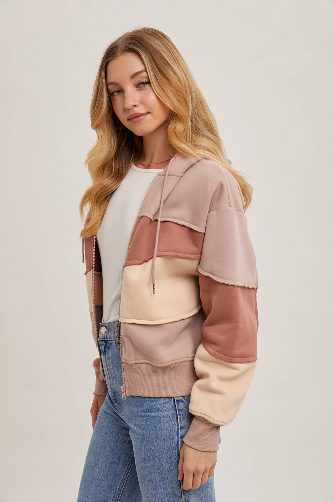 Patchwork Zipper Hoodie Jacket