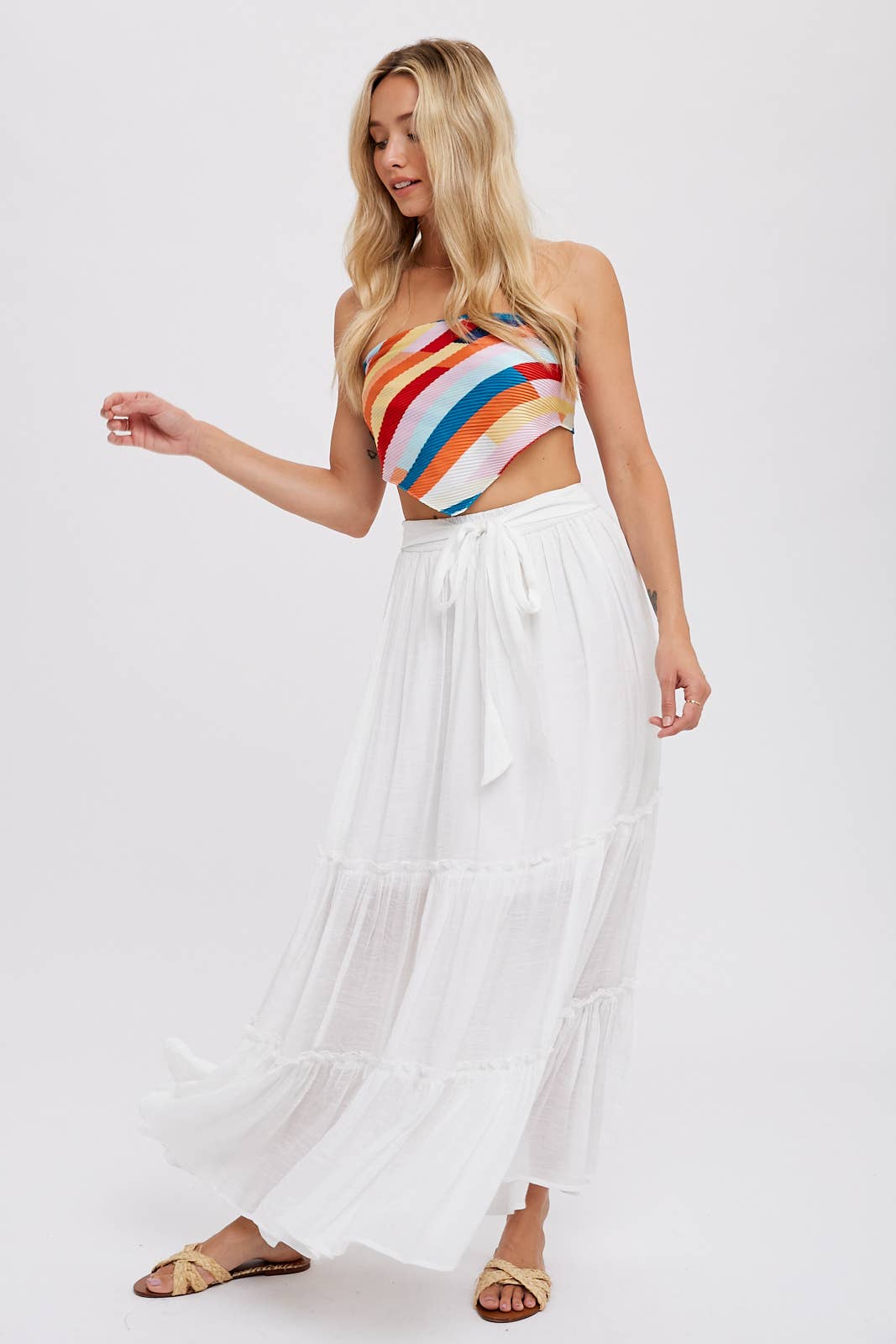 Tiered Ruffle Flowy Maxi Skirt