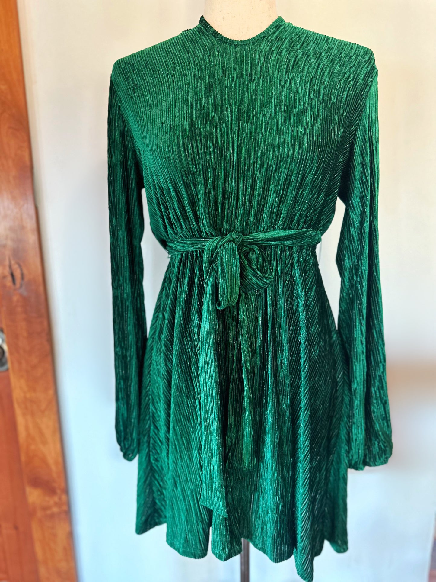 Meri Crinkle Velvet Dress