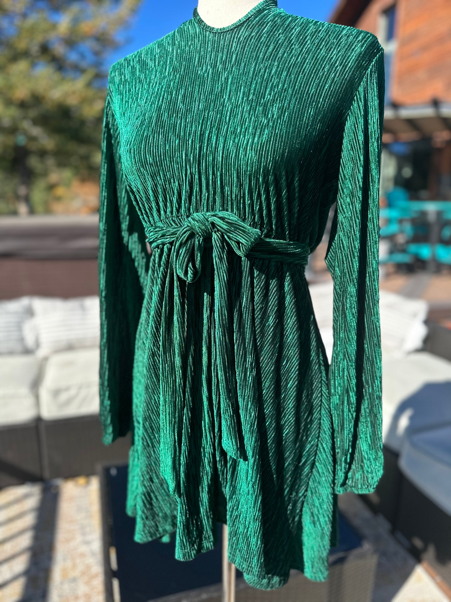 Meri Crinkle Velvet Dress