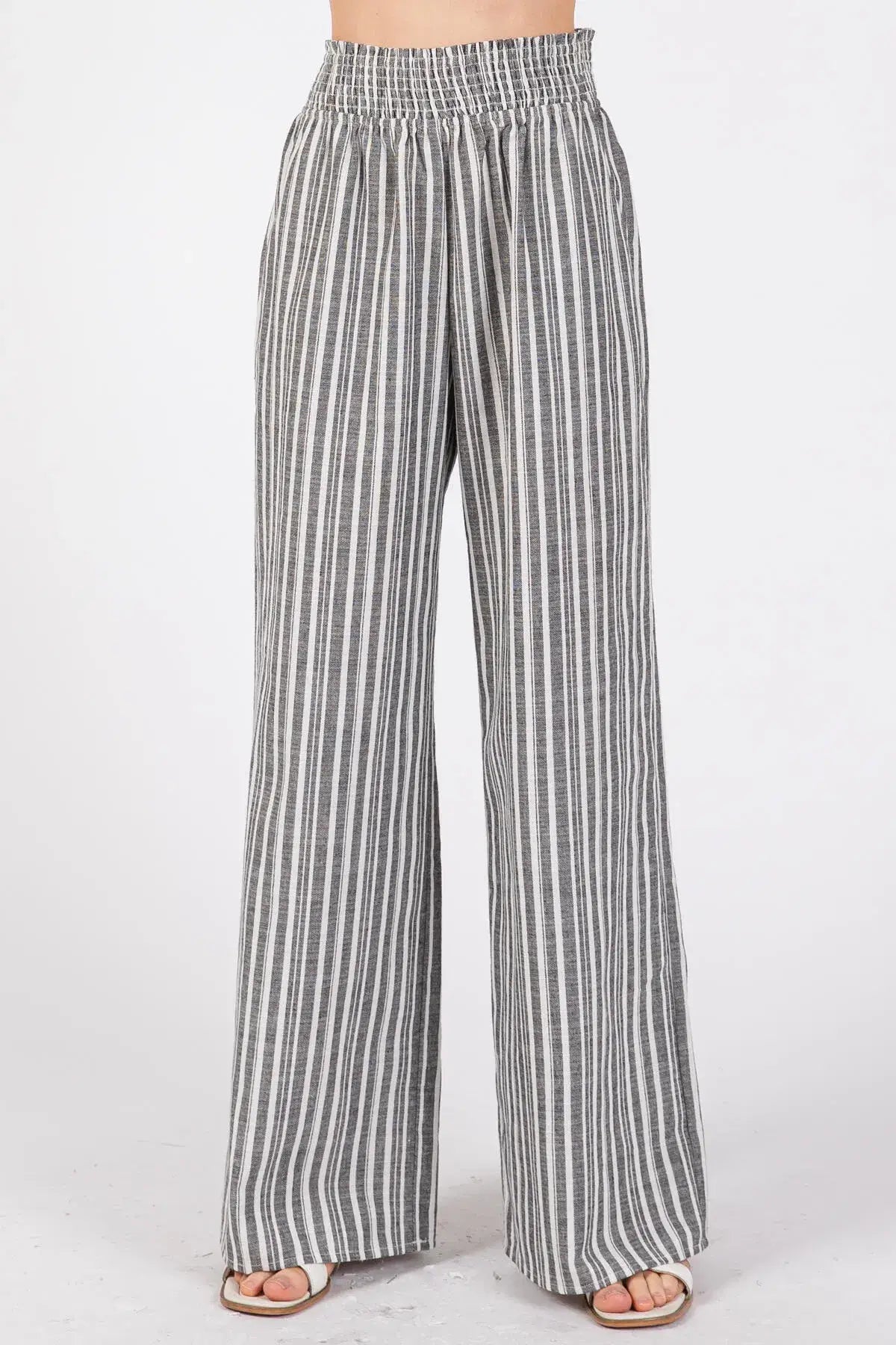 Smocked Waist Wide Leg Pants