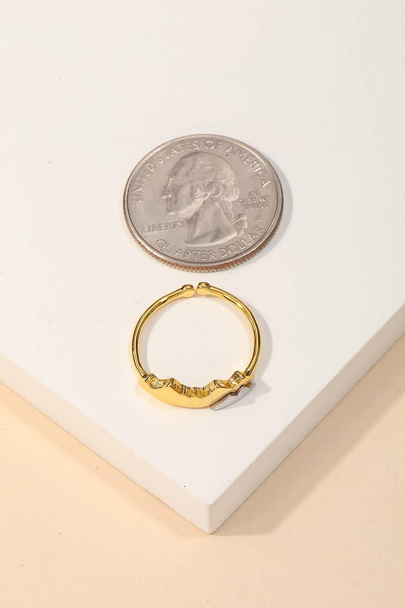 Gold Dipped Two Toned Mountain Adjustable Ring