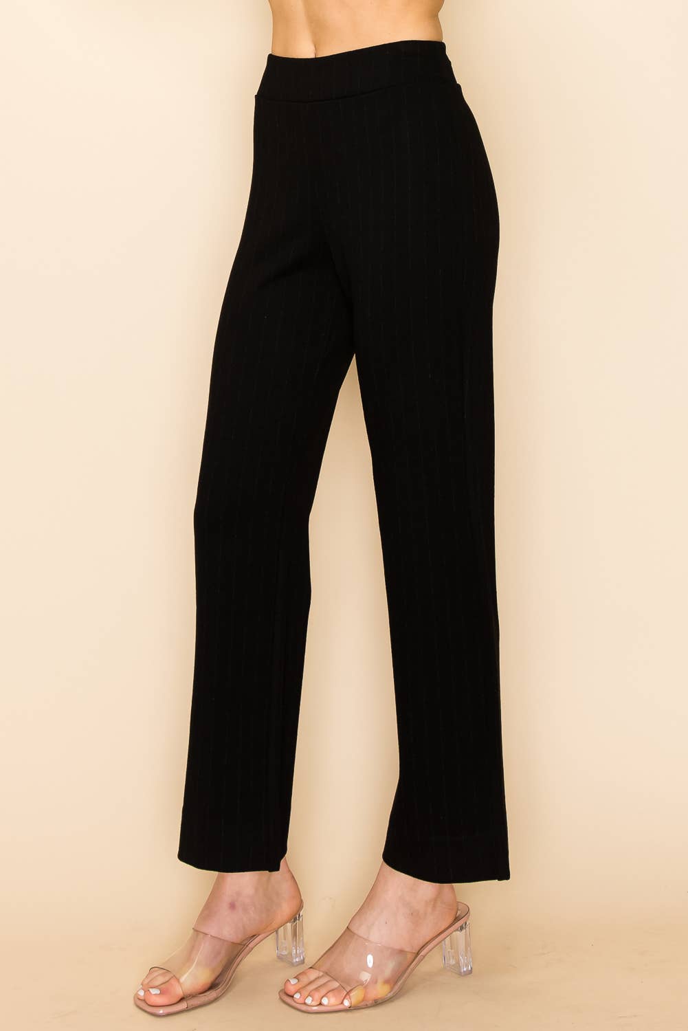 Black Casual Elastic Waist Pants