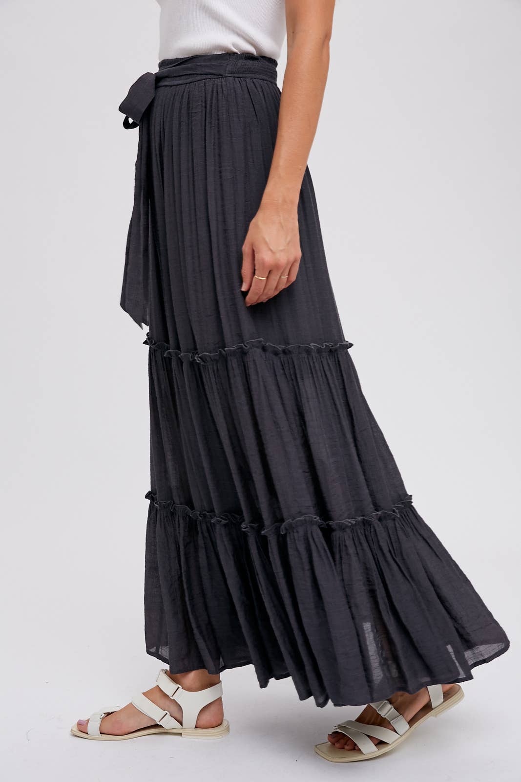 Tiered Ruffle Flowy Maxi Skirt