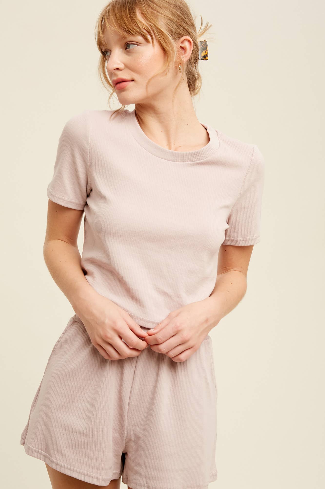 Ribbed T-Shirt and Shorts Lounge Set