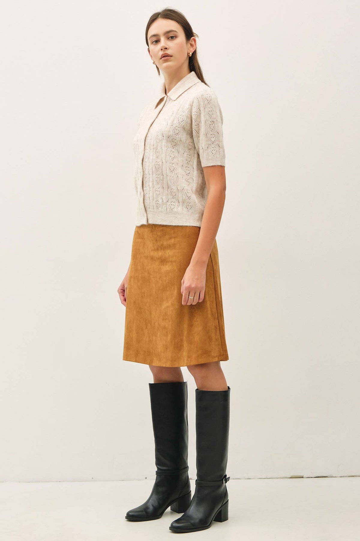 Desert Fox Faux Suede A-Line Skirt