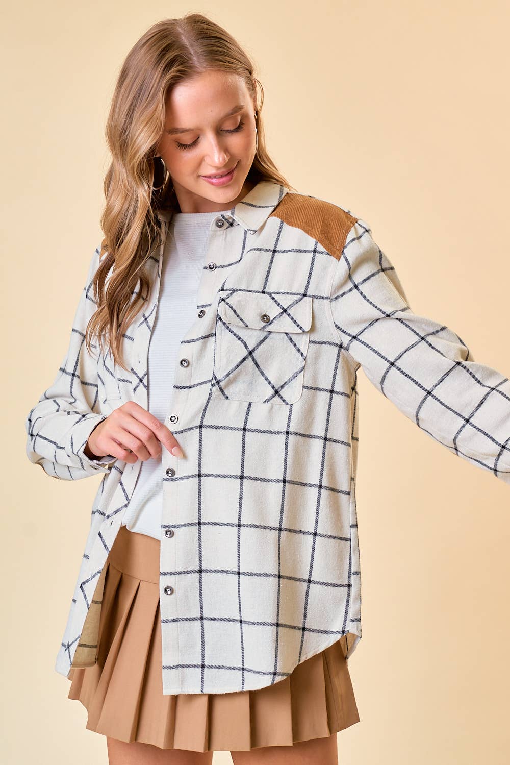Oversized Plaid Shirt W/ Patch