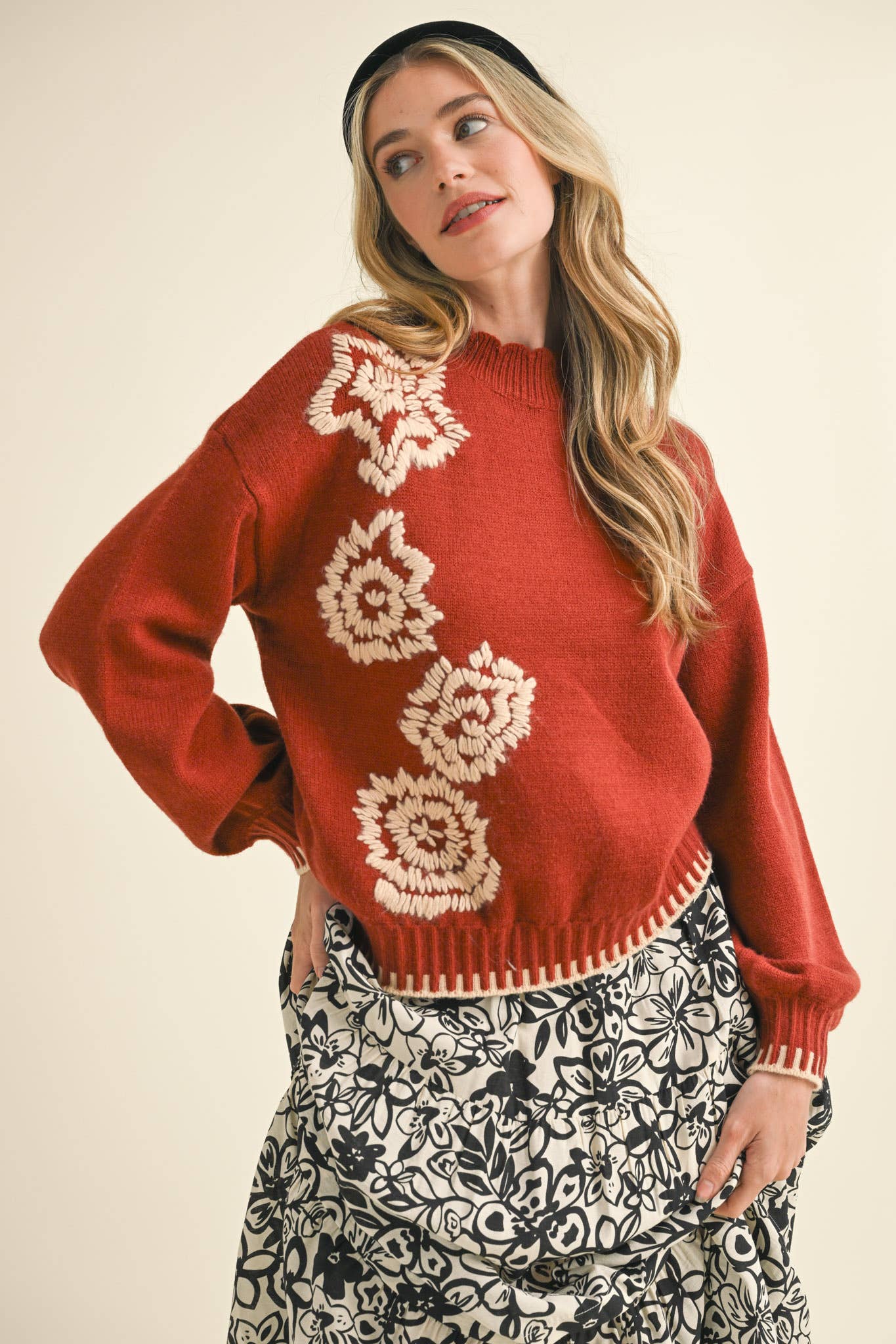 Floral Embroidery Sweater