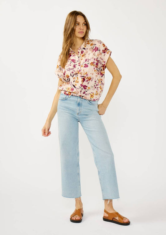 Floral Dolman Sleeve Button Down Top