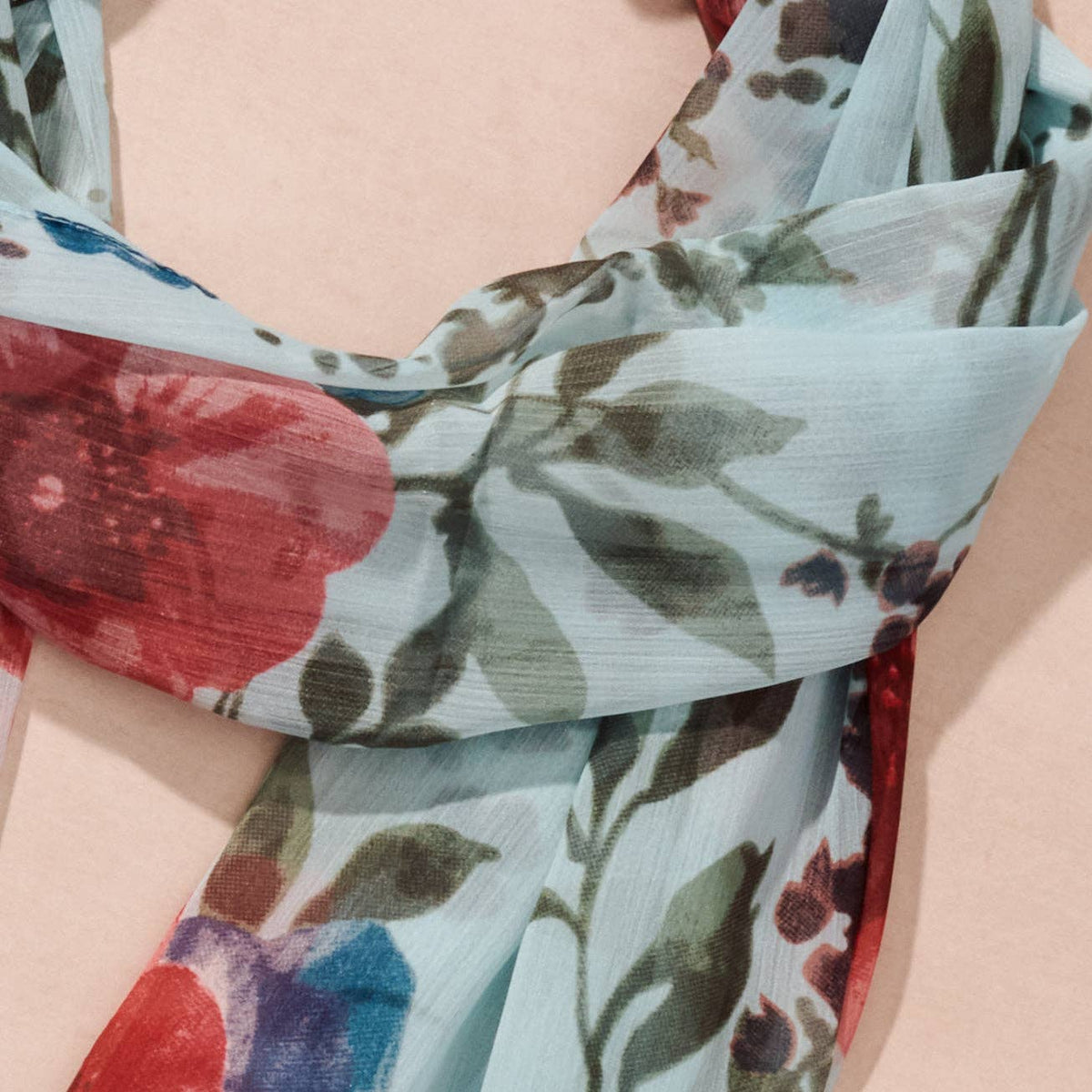 Komal Floral and Leaf Chiffon Scarf