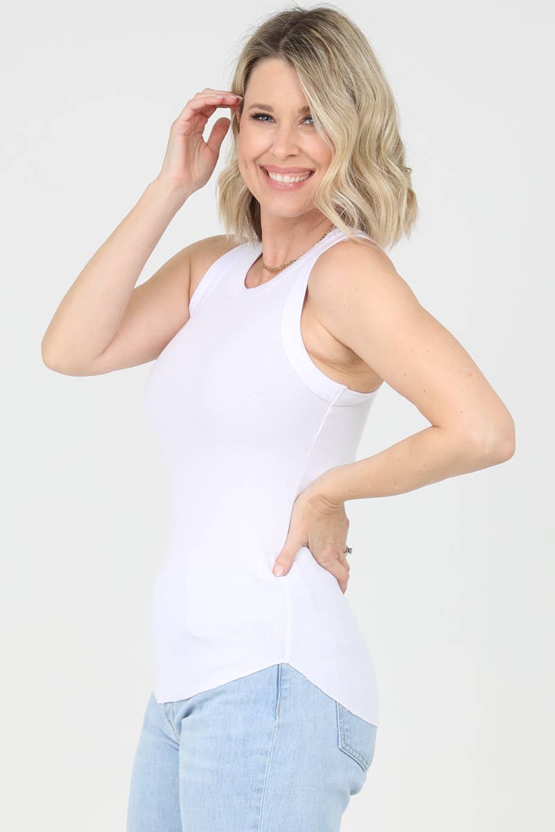 Ribbed Rounded Hem Tank Top