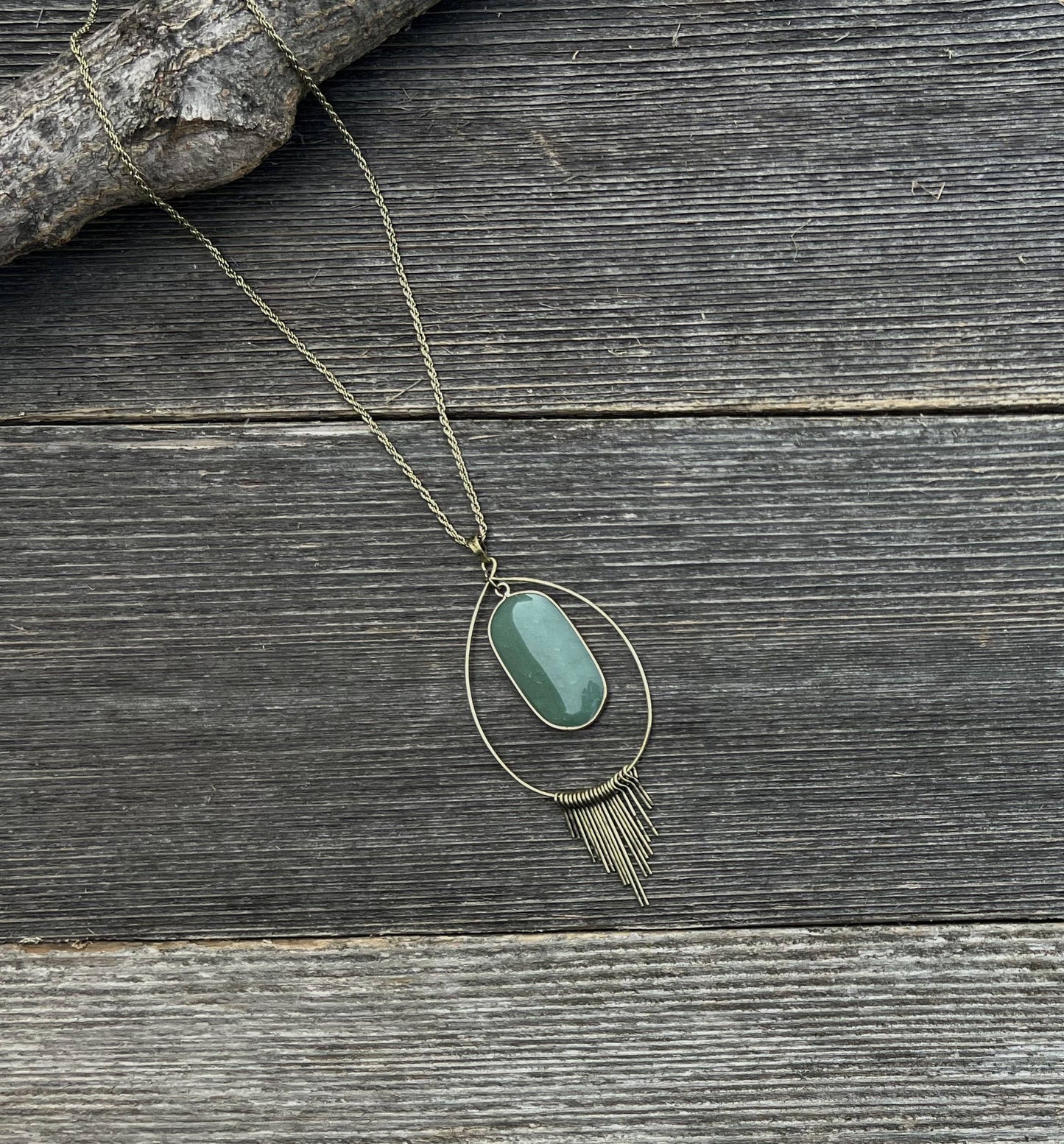 Sale -Valerie Green Aventurine Teardrop 27" Pendant Necklace