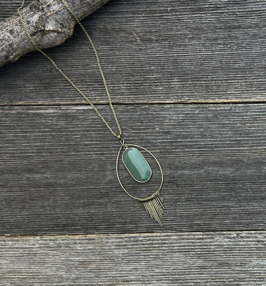 Sale -Valerie Green Aventurine Teardrop 27" Pendant Necklace
