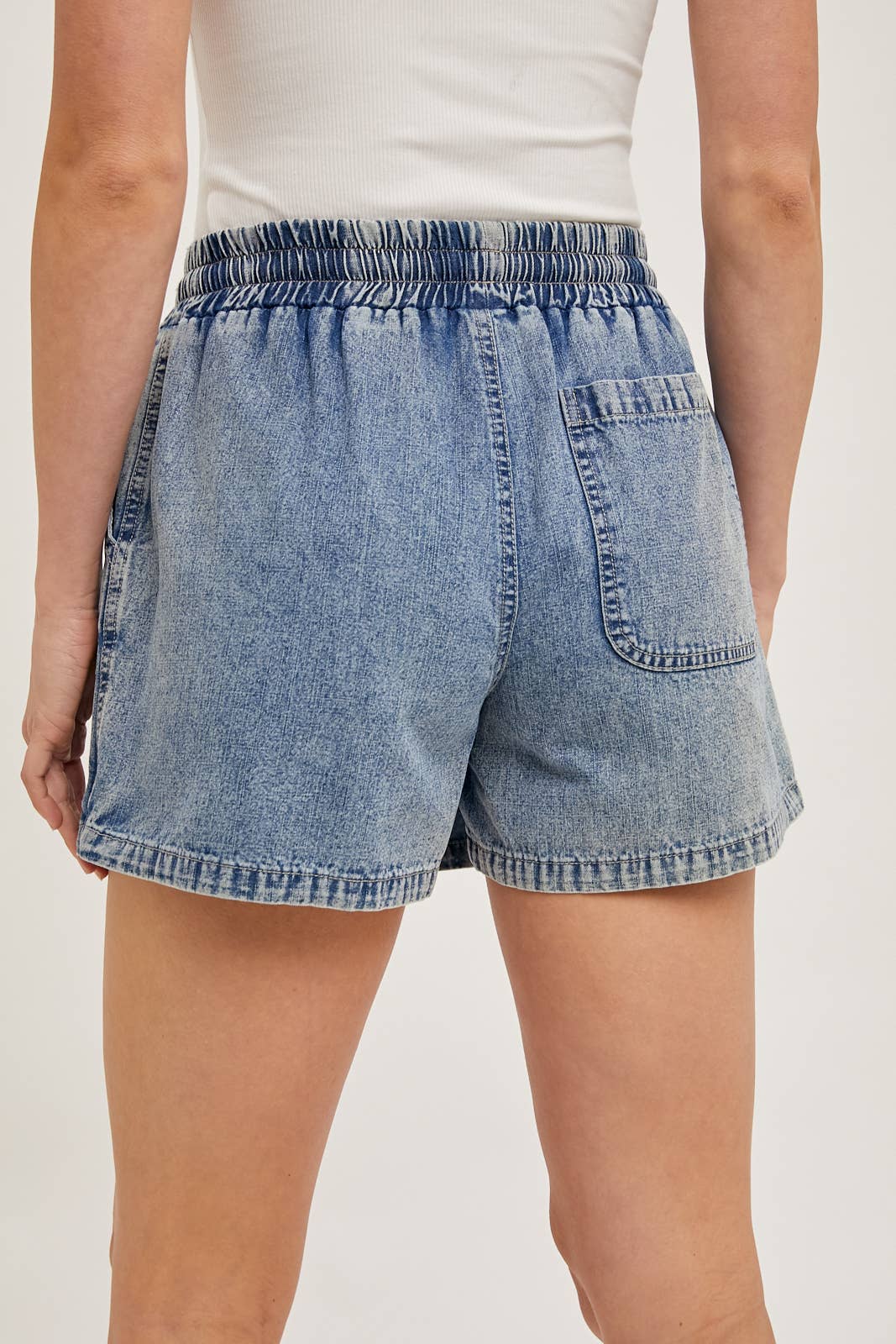 Denim Drawstring Skort with Pockets