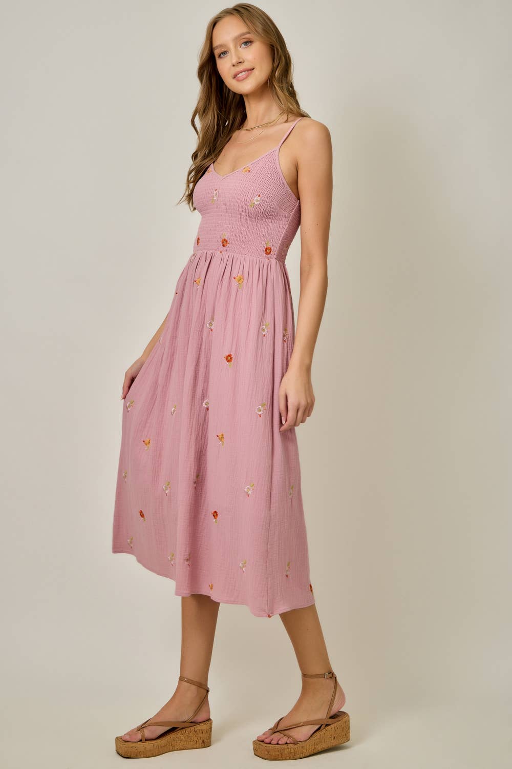 Floral Embroidered Gauze Dress