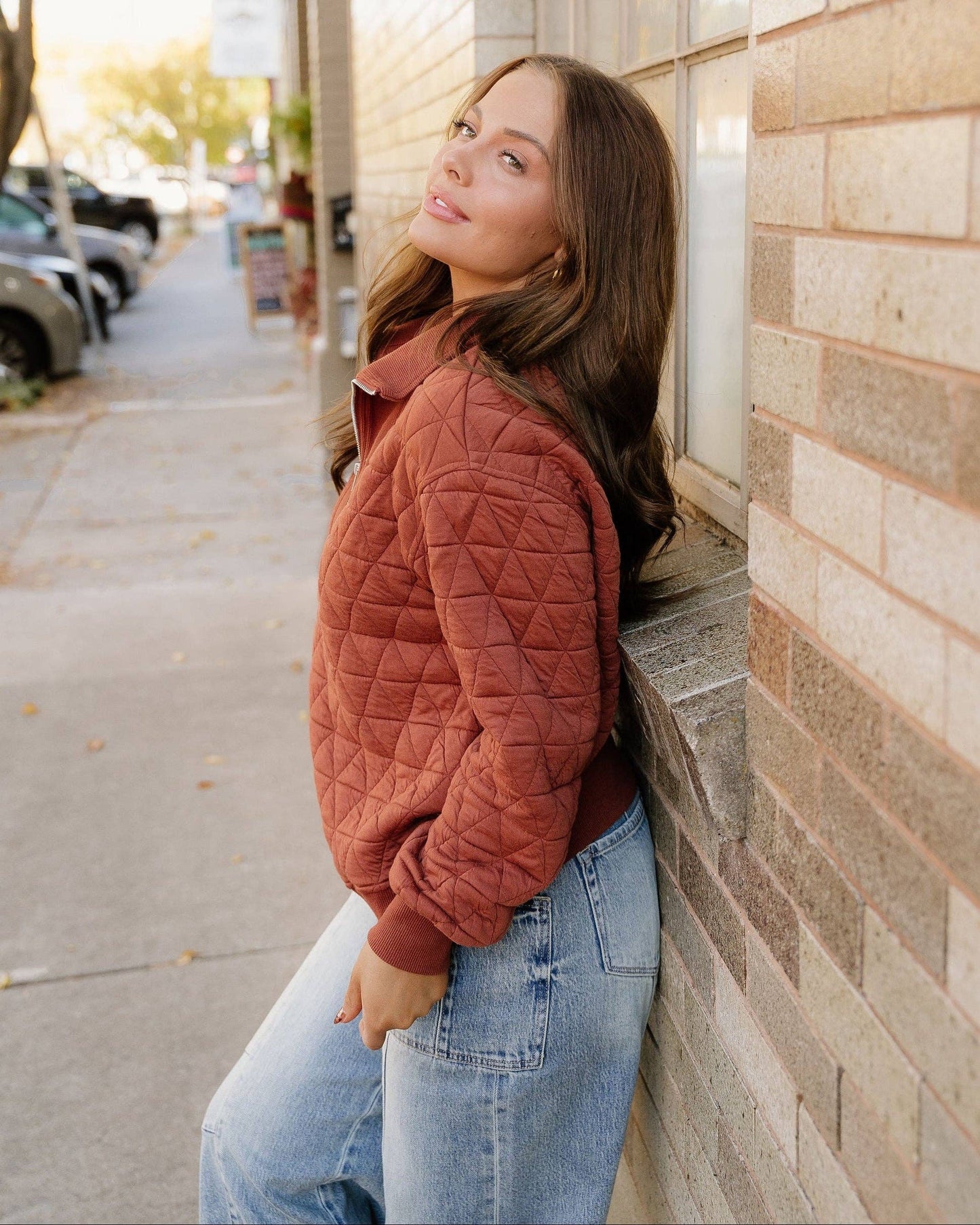 Quilted Pullover Sweatshirt