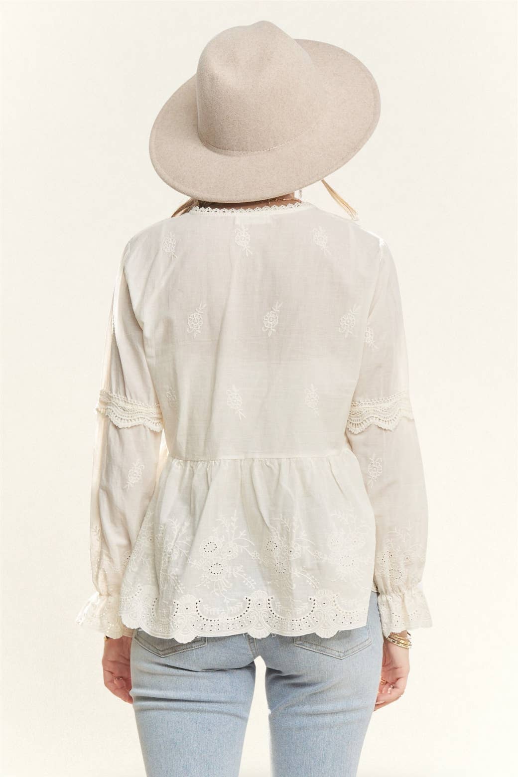 Embroidered Long Sleeve Blouse