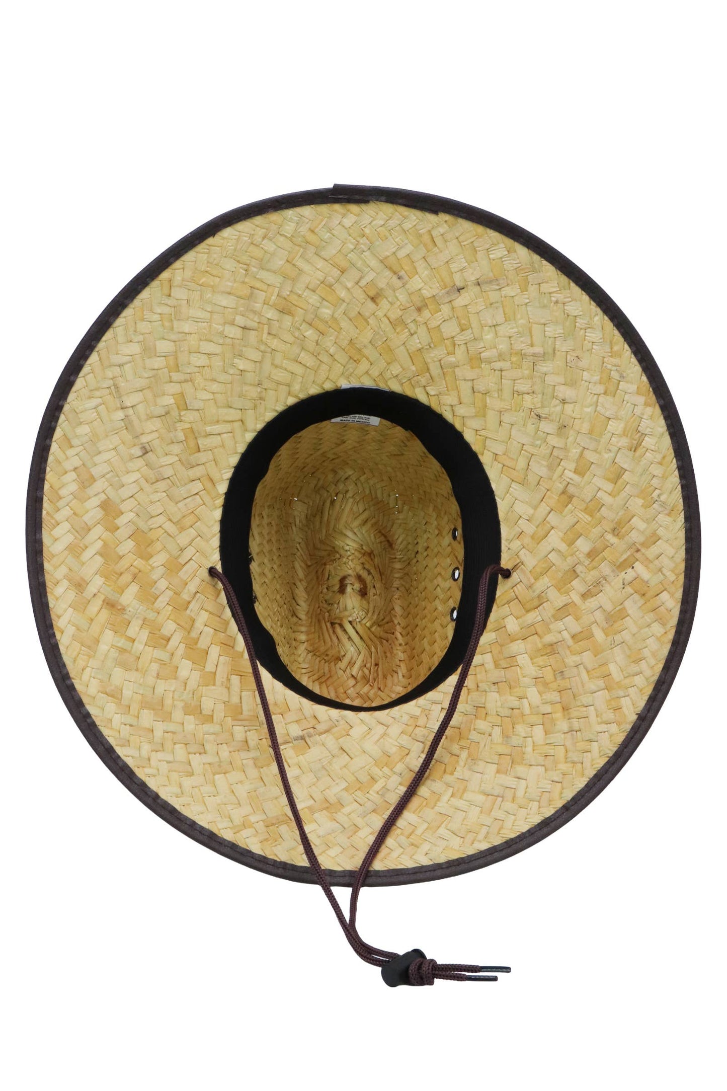 Kids Eyeleted Vegan Leather Trim Straw Lifeguard Hat