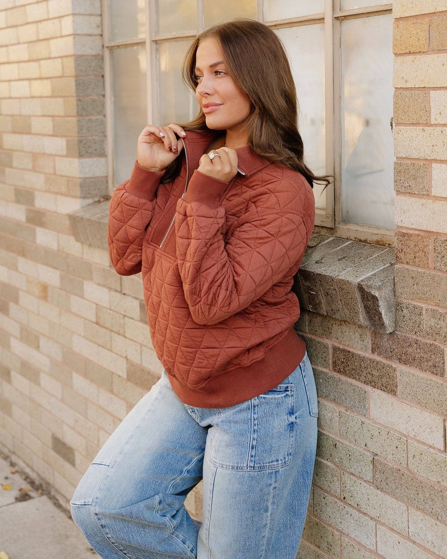 Quilted Pullover Sweatshirt