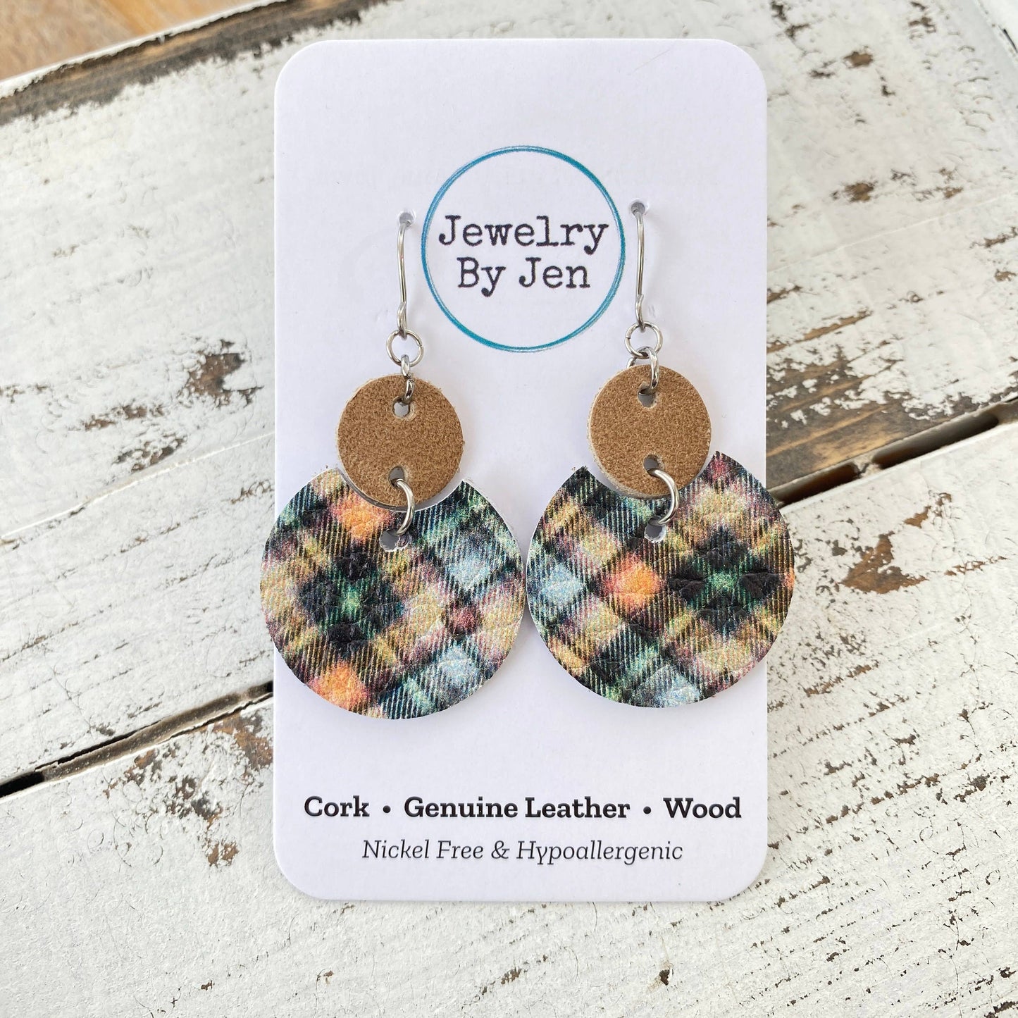 Luna Earrings (Medium): Tartan Plaid