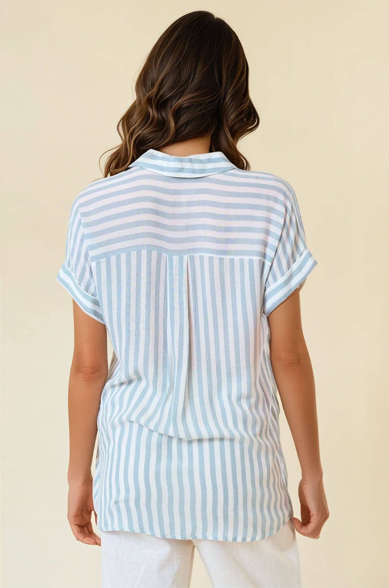 Striped Button Up With Rolled Cuffs