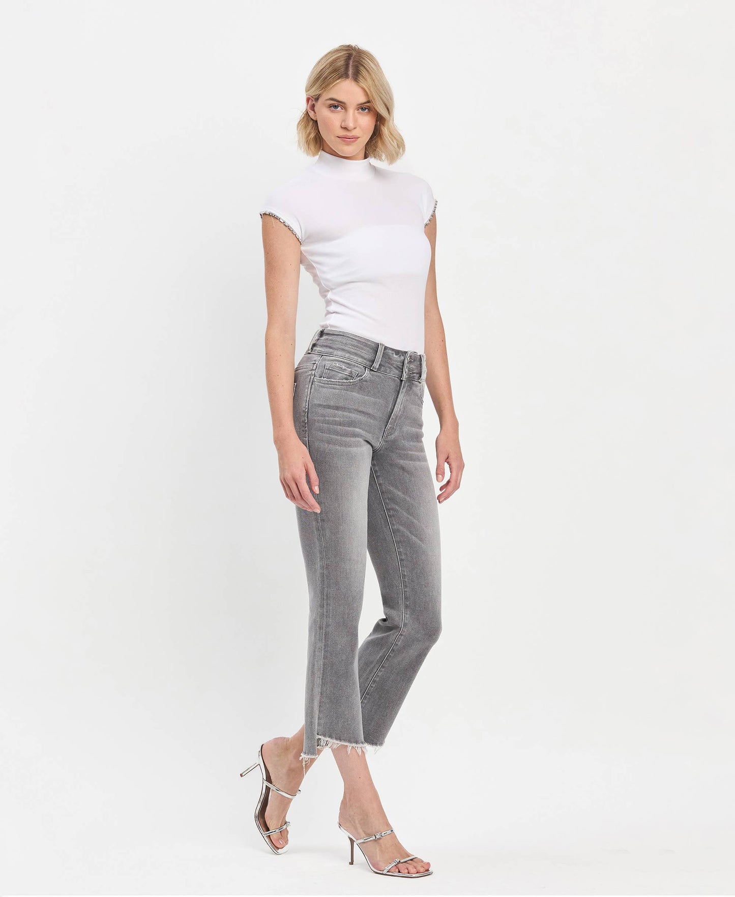 High Rise Bootcut Cropped Jeans