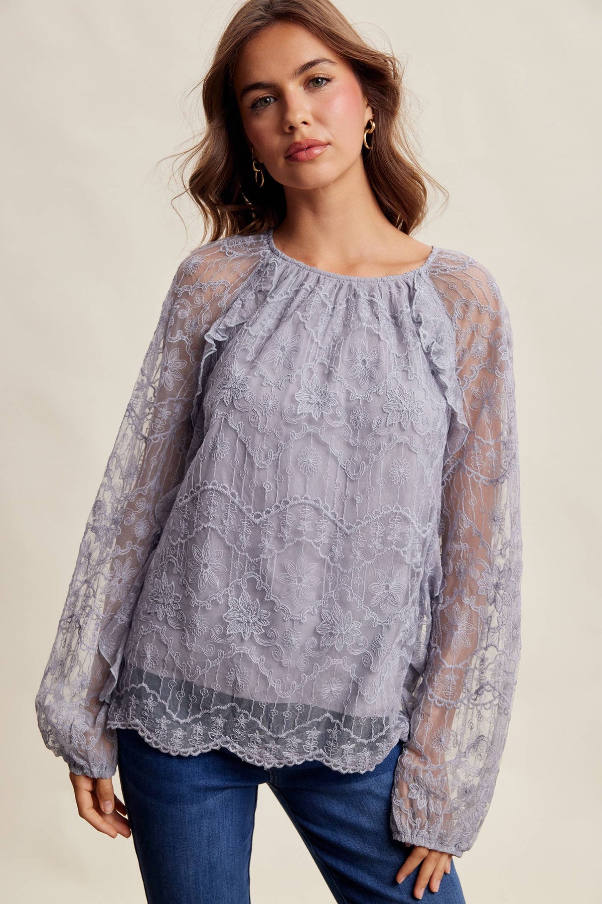 Bohemian Ruffled Lace Blouse