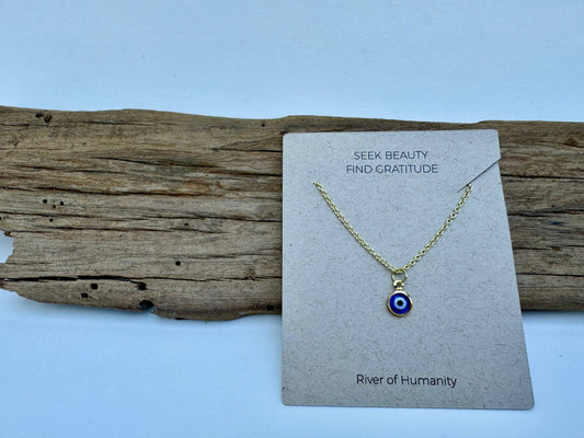 Dainty Evil Eye Gold Plated Brass Necklace 