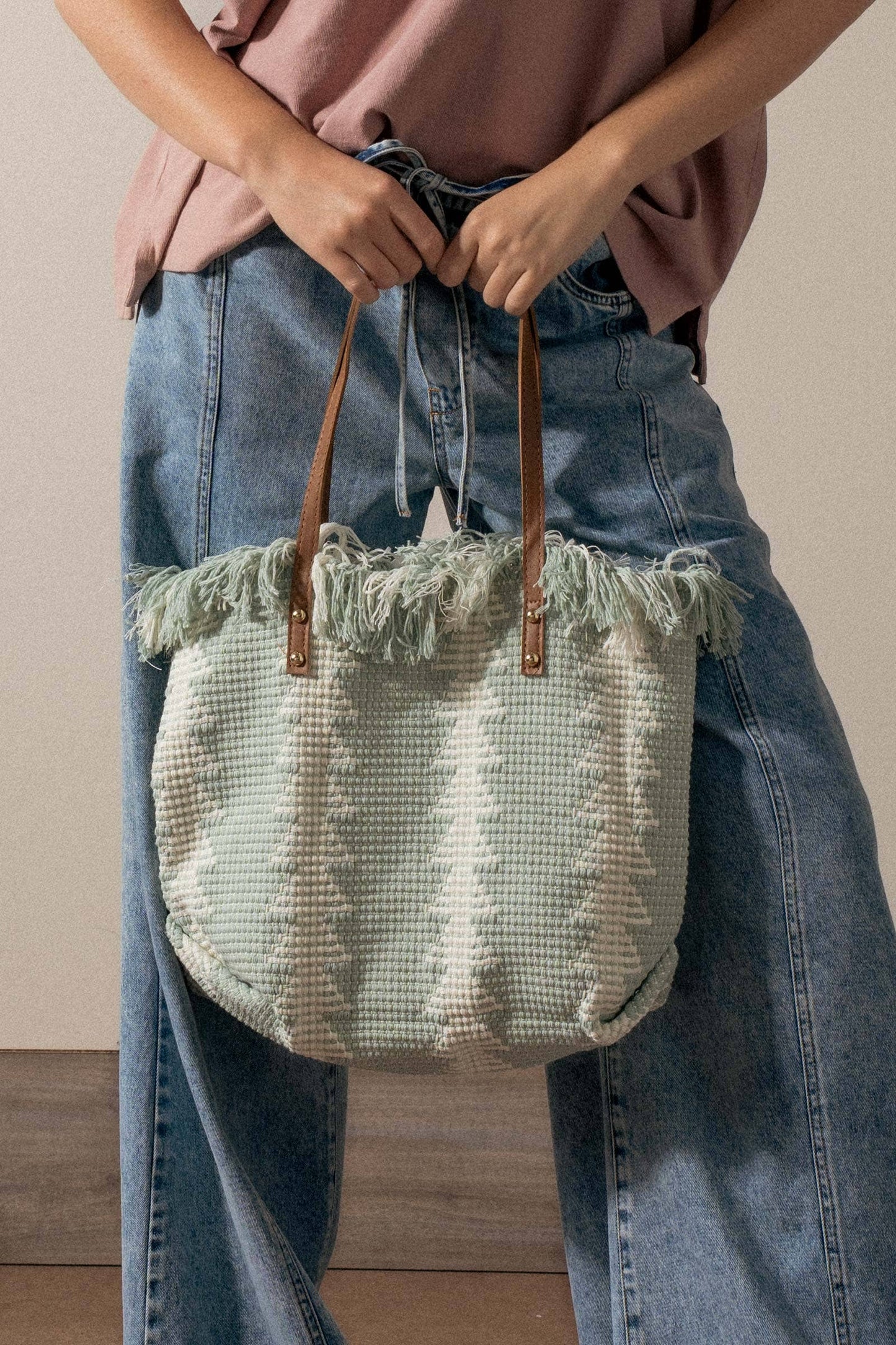 Geometric Fringe Tote Bag