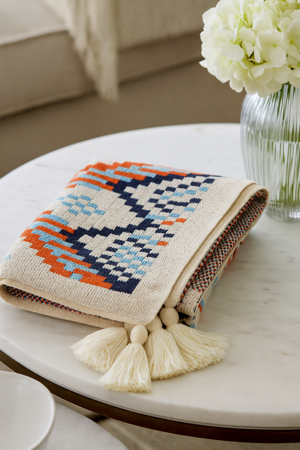 Knit Aztec Tassel 50x60 Inch Throw Blanket