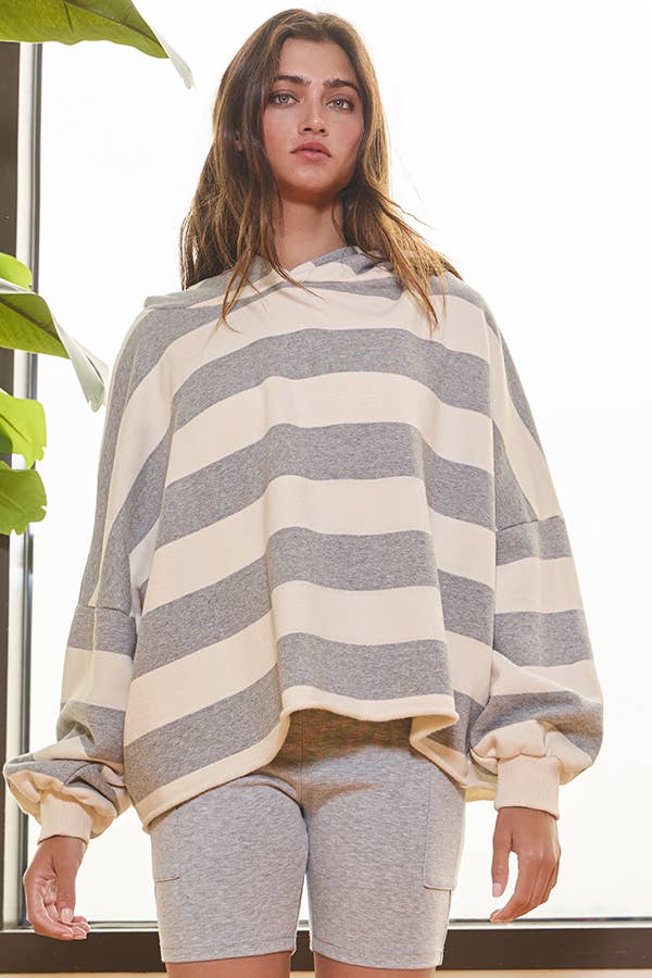 Striped Fleece Hoodie